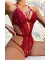 Fantazi Kadın Kırmızı Dantelli Şık Seksi Gecelik IEG9241