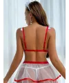 Fantezi Beyaz Tül Etekli Seksi Hemşire Kostümü