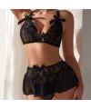 Fantezi Siyah Dantelli Mini Etekli Babydoll IEG9242