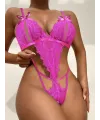 Fiyonklu Dantelli Fuşya Fantezi Body