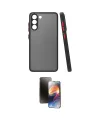 ieg™ Galaxy S21 FE Kılıf Ahenk Çizgi Serisi - Siyah 3D Antistatik Mat Seramik Nano Ekran Koruyucu