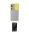 ieg™ Galaxy S21 FE Kılıf Vadi Çizgi - Siyah 3D Antistatik Hayalet Cam Ekran Koruyucu