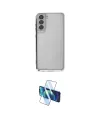 ieg™ Galaxy S21 FE Kılıf Vadi Minimal - Siyah 3D Antistatik Cam Ekran Koruyucu