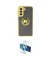 ieg™ Galaxy S21 FE Kılıf Yörünge Çizgi - Siyah 3D Antistatik Cam Ekran Koruyucu