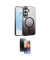 ieg™ Galaxy S23 FE Kılıf Ahenk Doku Özel Seri - Siyah 3D Antistatik Mat Seramik Nano Ekran Koruyucu