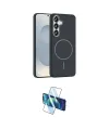 ieg™ Galaxy S23 FE Kılıf Siluet Doku Özel Seri - Siyah 3D Antistatik Cam Ekran Koruyucu