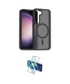 ieg™ Galaxy S23 Kılıf Siluet Minimal Prime - Siyah 3D Antistatik Cam Ekran Koruyucu