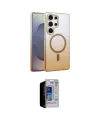 ieg™ Galaxy S23 Ultra Kılıf Ahenk Doku Özel Seri - Siyah Durable Full Glue Curved Hayalet Cam