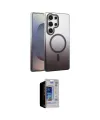 ieg™ Galaxy S23 Ultra Kılıf Ahenk Doku Özel Seri - Siyah Durable Full Glue Curved Hayalet Cam