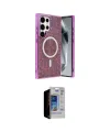 ieg™ Galaxy S23 Ultra Kılıf Eksen Çizgi - Siyah Durable Full Glue Curved Hayalet Cam