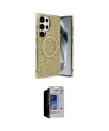 ieg™ Galaxy S23 Ultra Kılıf Eksen Çizgi - Siyah Durable Full Glue Curved Hayalet Cam