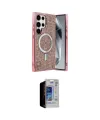 ieg™ Galaxy S23 Ultra Kılıf Eksen Çizgi - Siyah Durable Full Glue Curved Hayalet Cam