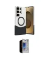ieg™ Galaxy S23 Ultra Kılıf Kozmos Form Özel Seri - Siyah Durable Full Glue Curved Hayalet Cam