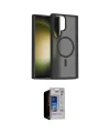 ieg™ Galaxy S23 Ultra Kılıf Siluet Minimal Prime - Siyah Durable Full Glue Curved Hayalet Cam