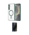 ieg™ Galaxy S24 Kılıf Nova Işık Özel Seri - Siyah 3D Antistatik Hayalet Cam Ekran Koruyucu