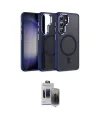 ieg™ Galaxy S24 Kılıf Yörünge Klasik - Siyah Vanessa Magic Hayalet Cam
