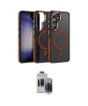 ieg™ Galaxy S24 Kılıf Yörünge Klasik - Siyah Vanessa Magic Hayalet Cam