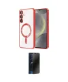 ieg™ Galaxy S24 Plus Kılıf Nova Işık Özel Seri - Siyah 3D Antistatik Hayalet Cam Ekran Koruyucu