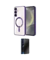 ieg™ Galaxy S24 Plus Kılıf Nova Işık Özel Seri - Siyah 3D Antistatik Hayalet Cam Ekran Koruyucu