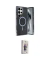 ieg™ Galaxy S24 Ultra Kılıf Eksen Çizgi - Siyah Bilvis 3D Cam Ekran Koruyucu