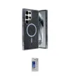 ieg™ Galaxy S24 Ultra Kılıf Eksen Çizgi - Siyah Durable Full Glue Curved Hayalet Cam