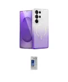 ieg™ Galaxy S24 Ultra Kılıf Eksen Minimal Özel Seri - Siyah Durable Full Glue Curved Hayalet Cam
