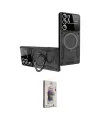 ieg™ Galaxy S24 Ultra Kılıf Kıvılcım Modern Serisi - Siyah Bilvis 3D Cam Ekran Koruyucu