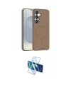 ieg™ Galaxy S25 Kılıf Siluet Doku Özel Seri - Siyah 3D Antistatik Cam Ekran Koruyucu
