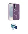 ieg™ Galaxy S25 Kılıf Siluet Doku Özel Seri - Siyah 3D Antistatik Cam Ekran Koruyucu