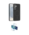 ieg™ Galaxy S25 Kılıf Siluet Doku Özel Seri - Siyah 3D Antistatik Cam Ekran Koruyucu