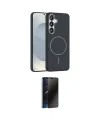ieg™ Galaxy S25 Kılıf Siluet Doku Özel Seri - Siyah 3D Antistatik Hayalet Cam Ekran Koruyucu