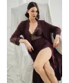Göğüs ve Sırt Dekolteli Dantelli Sabahlık Takımı