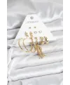 Gold Renk Pirinç Kadın 6 Çift Küpe Seti TJ-BKP11317