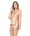 Gold Saten Babydoll Şort Takımı