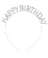 Gümüş Kristal Taşlı Happy Birthday Tacı