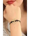 HAPPY (Mutlu) Siyah Deri İpli Unisex Mood Bileklik TJ-BB1987