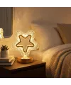İçi Boş Yıldız Şeklinde Kristal LED Masa Lambası – Dokunmatik, 3 Renk Işık Modlu, Şarjlı Mini Dekoratif Gece Lambası