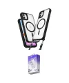 ieg™ iPhone 11 Kılıf Atlas Doku Koleksiyonu - Siyah Bilvis 5in1 3D Magic Cam Ekran Koruyucu