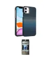 ieg™ iPhone 11 Kılıf Doruk Serisi - Siyah 34D Hayalet Izgaralı Cam