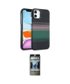 ieg™ iPhone 11 Kılıf Doruk Serisi - Siyah 34D Hayalet Izgaralı Cam