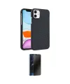 ieg™ iPhone 11 Kılıf Doruk Serisi - Siyah 3D Antistatik Hayalet Cam Ekran Koruyucu
