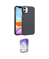 ieg™ iPhone 11 Kılıf Doruk Serisi - Siyah Bilvis 5in1 3D Magic Cam Ekran Koruyucu