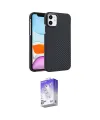 ieg™ iPhone 11 Kılıf Doruk Serisi - Siyah Bilvis 5in1 3D Magic Cam Ekran Koruyucu