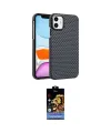 ieg™ iPhone 11 Kılıf Doruk Serisi - Siyah Buffer Hayalet Cam Ekran Koruyucu