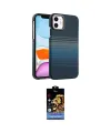 ieg™ iPhone 11 Kılıf Doruk Serisi - Siyah Buffer Hayalet Cam Ekran Koruyucu