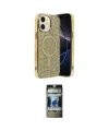 ieg™ iPhone 11 Kılıf Eksen Çizgi - Siyah 34D Hayalet Izgaralı Cam