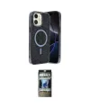 ieg™ iPhone 11 Kılıf Eksen Çizgi - Siyah 34D Hayalet Izgaralı Cam