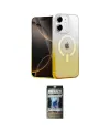 ieg™ iPhone 11 Kılıf Eksen Minimal Özel Seri - Siyah 34D Hayalet Izgaralı Cam