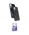 ieg™ iPhone 11 Kılıf İz Işık Koleksiyonu - Siyah Bilvis 5in1 5D Magic Hayalet Cam Ekran Koruyucu