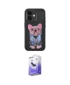 ieg™ iPhone 11 Kılıf İz Minimal Koleksiyonu - Siyah Bilvis 5in1 5D Magic Hayalet Cam Ekran Koruyucu